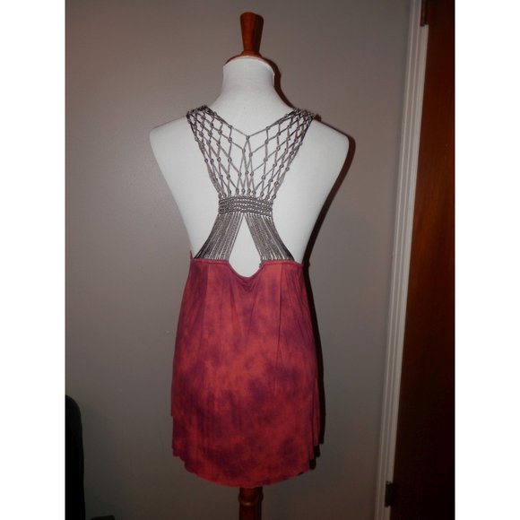 FREE PEOPLE Top Tank Medium Pink Macrame - Picture 4 of 5